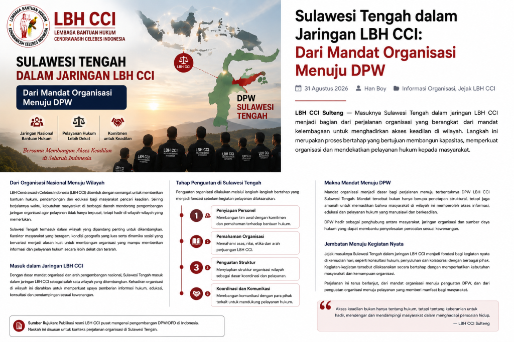 LBH CCI Sulawesi Tengah dari mandat organisasi menuju penguatan DPW