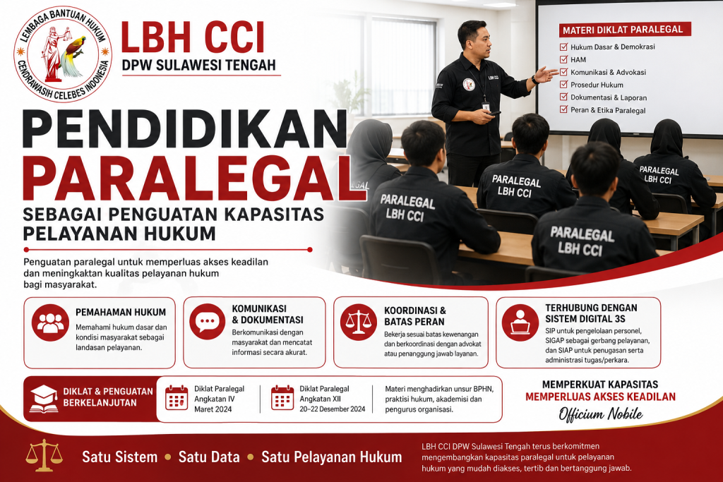 Pendidikan Paralegal LBH CCI sebagai penguatan kapasitas pelayanan hukum